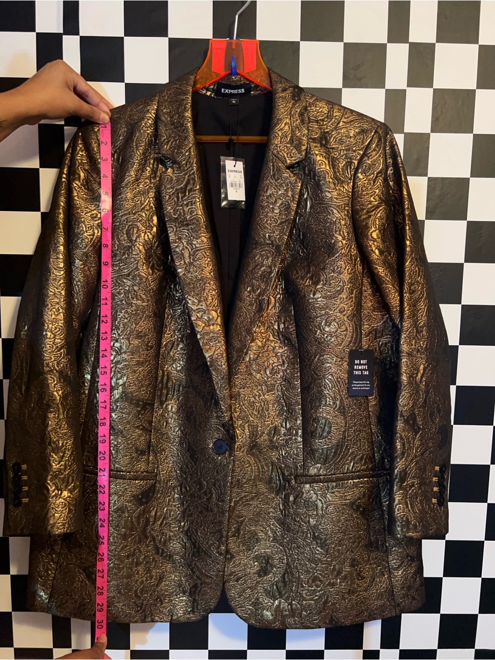 Express Metallic Bronze Brocade Blazer - Picture 5 of 7